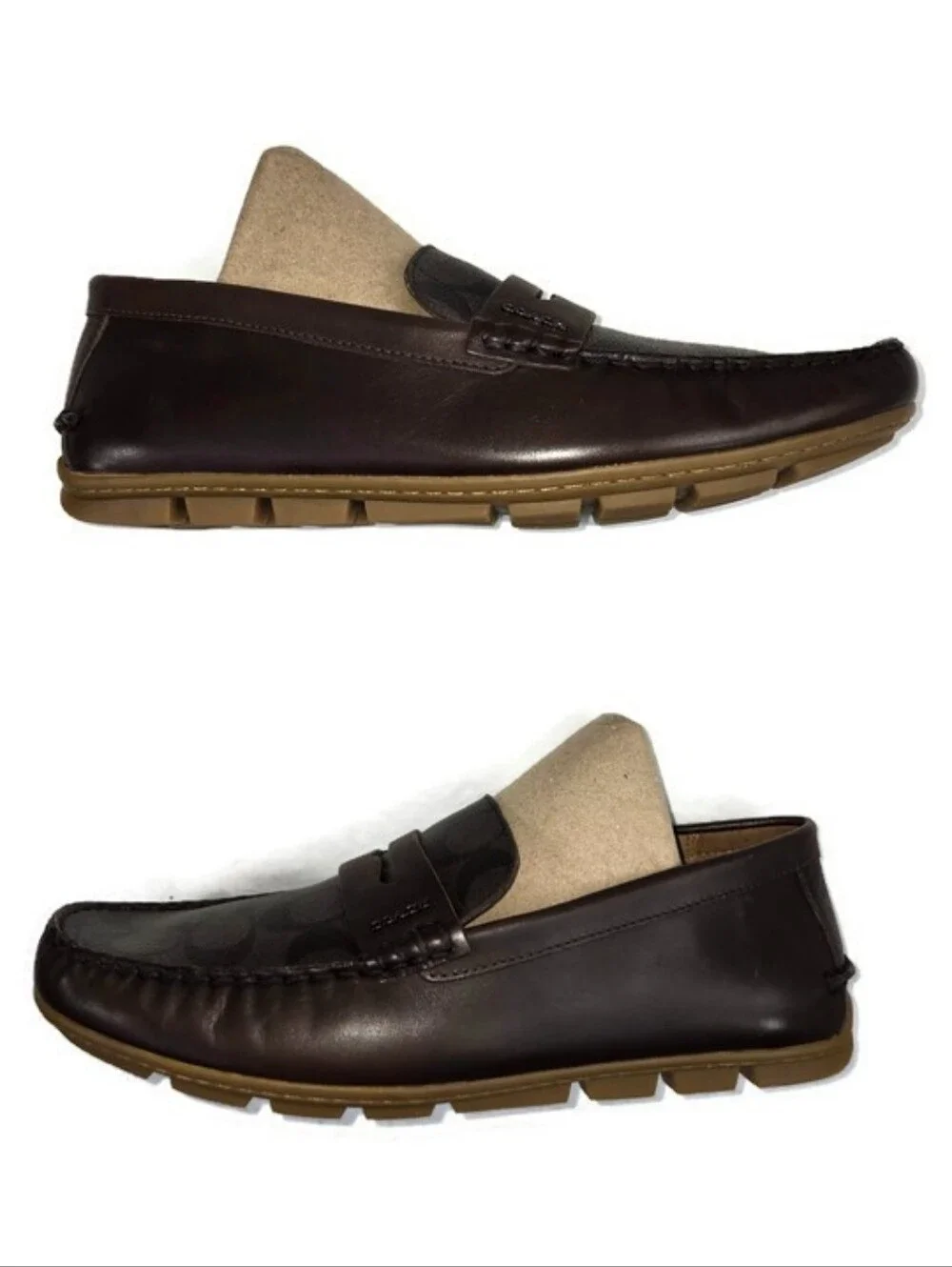 Coach FG2983 Mott Driver Mahogany Signature PVC Loafer Shoes Mens Size 10D NIB
